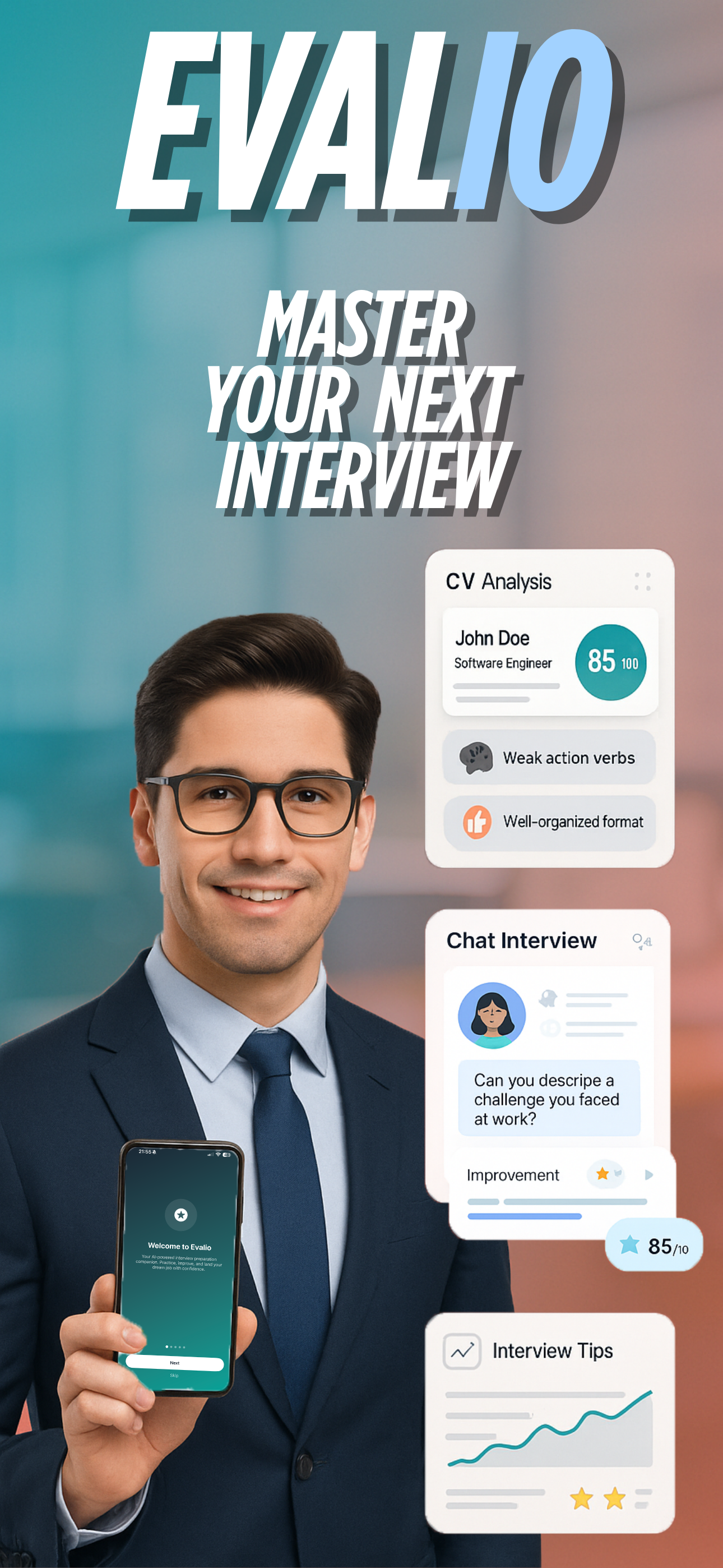 Evalio App Mockup